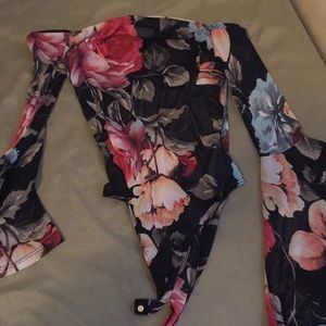 Floral off the shoulder body suit